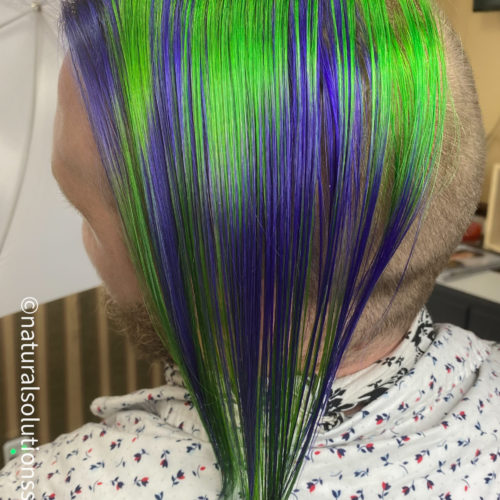 green and purple hair | natural solutions salon in Salem Ohio