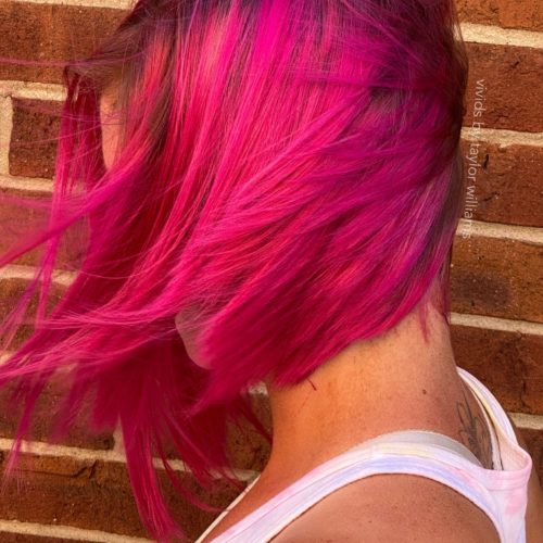 vivid bright pink short hairstyle in salem ohio