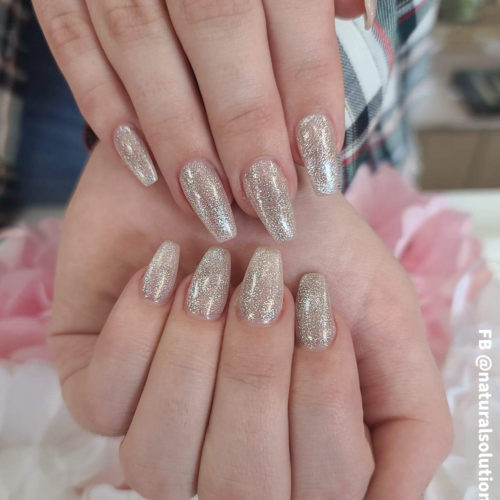acrylic nails with blush nude pink gel polish by artist Stacey Kasler