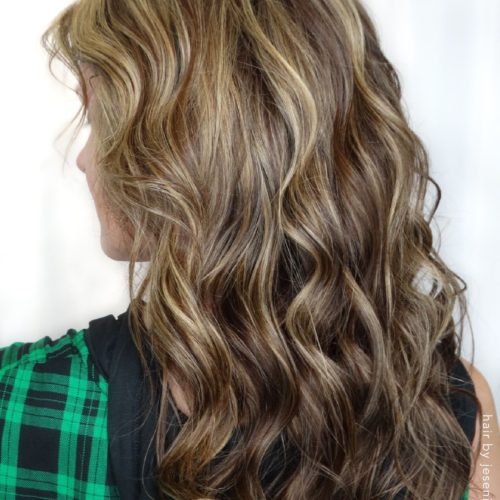 dark blonde with golden highlights for womens long hairstyles