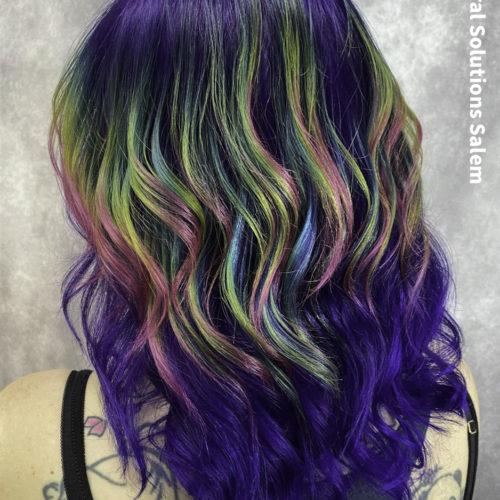 add a dynamic color to your hair with holographic highlights