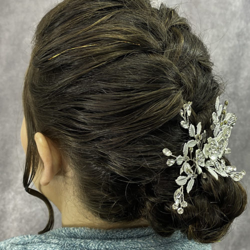 bridal hairstyles with rhinestone hair jewelry at Natural Solutions