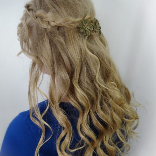 crown braids with whispy long curls in salem ohio