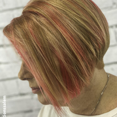 blonde short hairstyles with vivid pink highlights