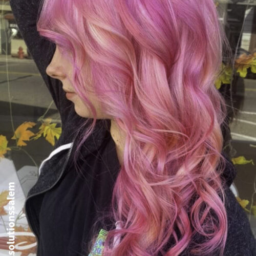 michele gave this client a full highlight followed by bright pink and pastel tones